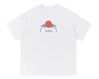 Locker sitzendes Surf-Outdoor-Grafik-T-Shirt aus 100% Baumwolle