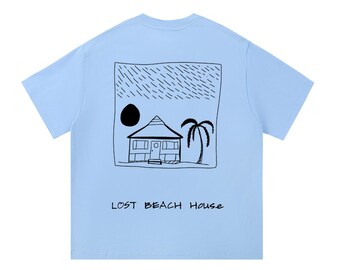 Schweres Baumwoll-T-Shirt - Loose Fit, Surf-Grafik