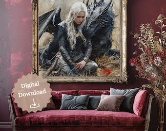 Manon Blackbeak & Abraxos Digital Download Art Print | Throne of Glass | Bookish Gift | Digital Art Prints