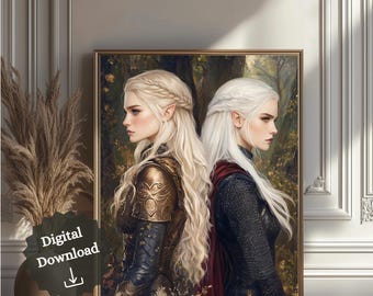 Aelin and Manon Art Print: Throne of Glass Bookish Gift (Digital Download)