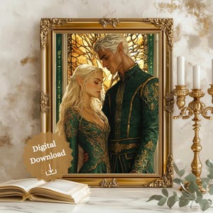 Rowan and Aelin Digital Download Art Print | Throne of Glass | Bookish Gift | Digital Art Prints