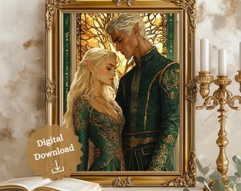 Rowan and Aelin Art Print: Throne of Glass Bookish Gift (Digital Download)