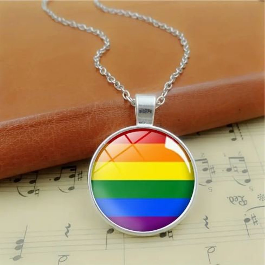 Rainbow Pride Flag Round Necklace LGBTQ Pride Accessories & Merchandise Gay Pride Jewelry Gifts