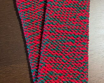 Loom Knitted Leg Warmers — Red & Green