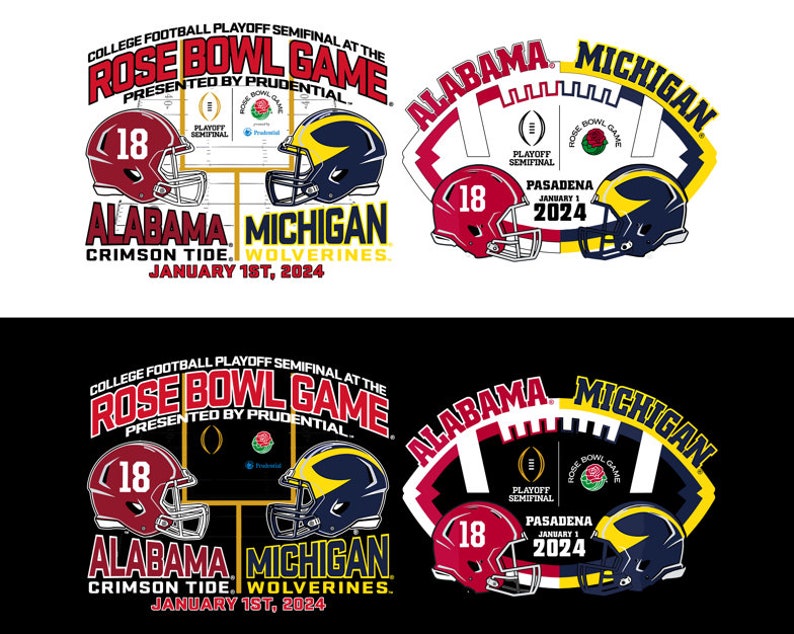 Michigan V Alabama Rose Bowl 20232024 Png CFP Semi Football PNG Etsy