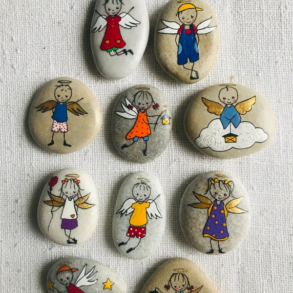 Coole Schutzengelchen - Glücksbringer - Amulett - Guardian Angel - Kieselsteinkunst - Handarbeit - Pebble Art