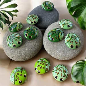 Garden Frogs, Set of 6 Adorable Handcrafted Baby Frog Marbles - Perfect for Home Decor & Gift for Nature Lovers