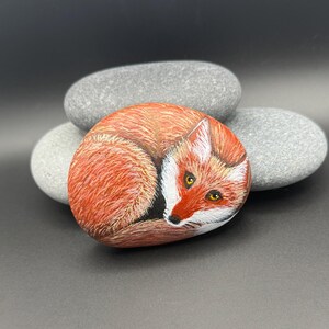 Curled Up Fox Garden Decoration Animal Ornament Hand Painted