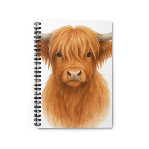 Quaderno a spirale Highland Cow, diario boho chic per la scuola, grazioso articolo di cancelleria con un'atmosfera sognante, regalo per lei, 120 pagine, blocco note