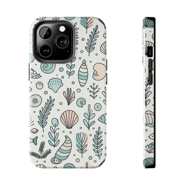 Ocean-Themed iPhone Case, Protective Sea Life & Coral Design Cover, Unique Marine Pattern Slim Fit for Latest Models
