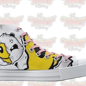 Custom Panda Smiley Face High Top Trainers | Art Lover Gift
