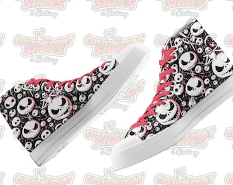 Custom High Top Canvas Shoes | Gothic Skellington Theme