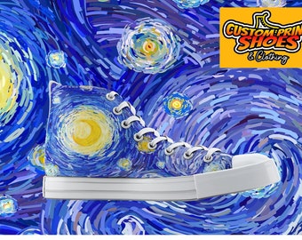 Custom Printed Converse Style Canvas High Top Trainers Shoes | Artist Inspired Painting | Art Lovers Personalised Gift