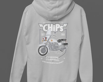 Op maat gemaakte hoodie met print | Retro tv- en filmstijl | CHiP's uit de jaren 70 en 80 | Gepersonaliseerd nieuwigheidscadeau