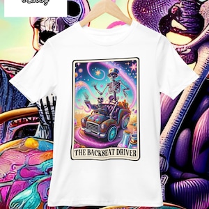 Camiseta impresa personalizada / Comedia divertida estilo carta del tarot / El conductor del asiento trasero / Regalo de novedad personalizado