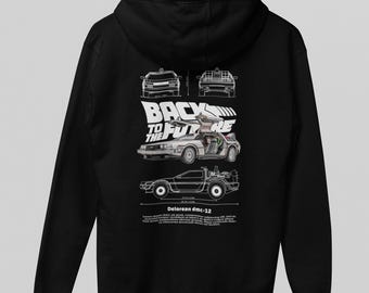 Op maat gemaakte hoodie met print | Retro tv- en filmstijl | Terug naar de toekomst Delorean | Gepersonaliseerd nieuwigheidscadeau