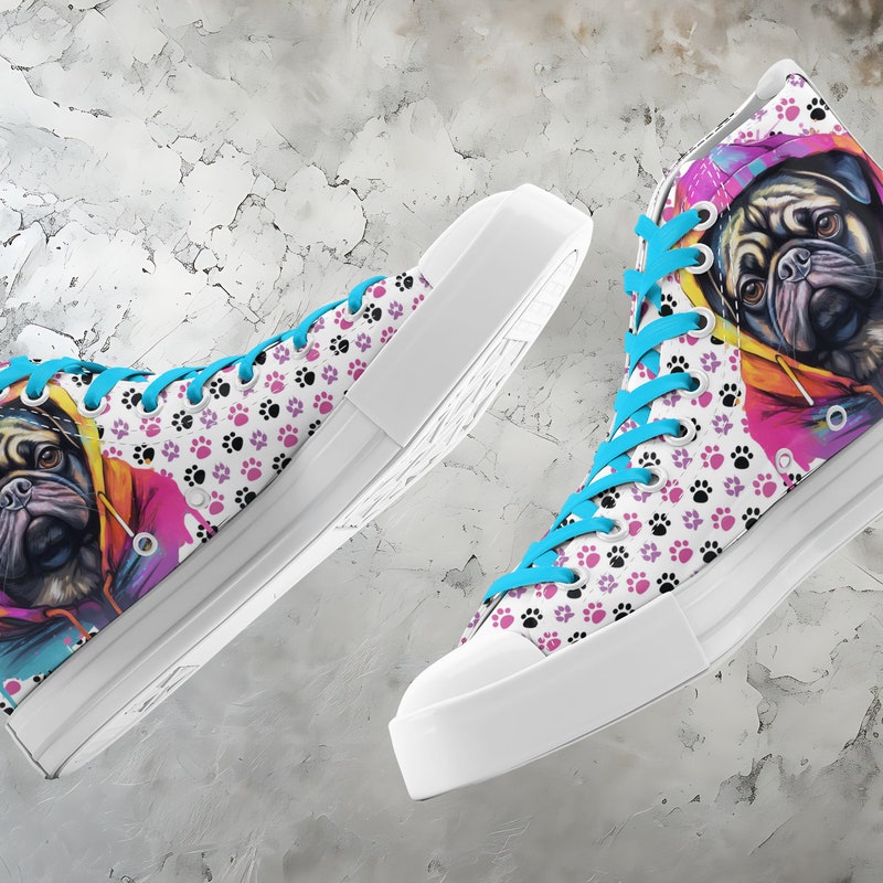 Poodle Dog Pattern Print Men Women's High Top Shoes