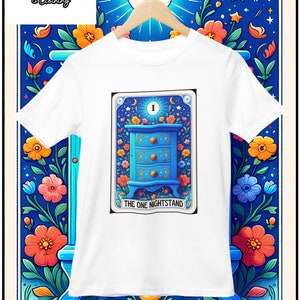 camiseta impressa personalizada | Comédia engraçada em estilo de cartas de tarô | Caso de uma noite |  Presente inovador personalizado