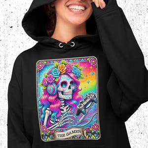 Sweat à capuche imprimé personnalisé | Comédie drôle de style carte de tarot | Le joueur | Cadeau fantaisie personnalisé pour le jeu