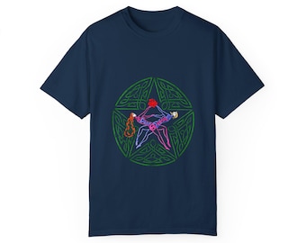 Lovers' Pentagram Unisex T-Shirt, Relaxed Fit Tee, Boho Vibes, Gift for Nature Lovers, Perfect for Festivals, Eco-Friendly Wear