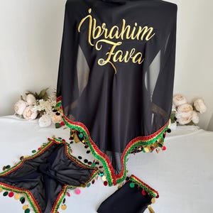 Custom Groom Henna Shawl & Gloves – Embroidered Shoulder Cover – Henna Night Outfit