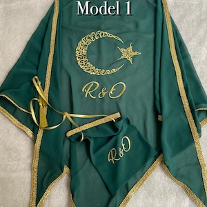 Embroidered Groom&#39;s Henna Cover and Gloves: Customizable Bräutigam Schultertuch