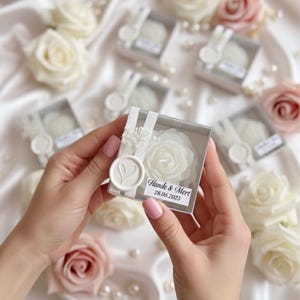 Bröllopsdoftande pionljusgåva, personligt bröllopsljus, dopgåva, spara datumet, förlovningsgåva Nikkah-gåvor