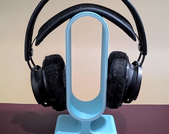 Headphone Stand With Accent Color, Many color options, 3d printed, functional, decorative, modern, gift