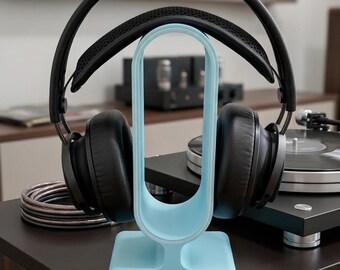 Headphone Stand With Accent Color, Many color options, 3d printed, functional, decorative, modern, gift
