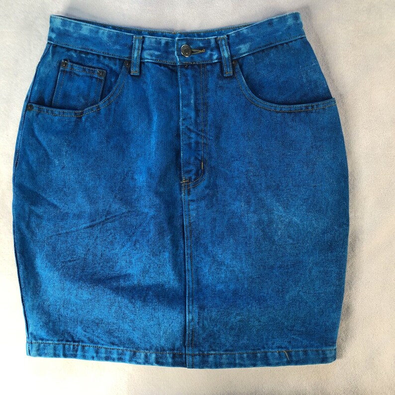 Vintage Woman's Studebaker Acid Wash Denim Blue Pencil Mini Skirt Size ...