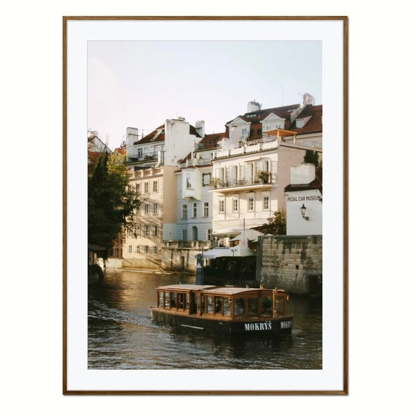 Impression photo originale d'art, édition limitée, Prague 2023, bateaux et architecture/impression paysage urbain/impression photographique