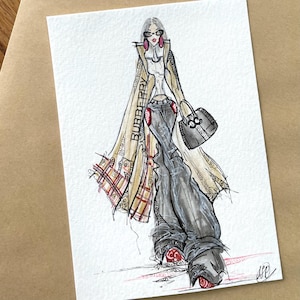 Individuelle Mini-Fashion-Illustrationen! handbemalte personalisierte Kunst/Hochzeits-Illustration/Tischhalter/Brautjungfer Geschenk/Platzhalter