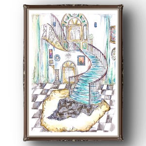 Stairway to Heaven Limitierter Kunstdruck/Wanddekoration/Wanddruck/Giclee Fine Art Prints/Vintage Kunst/Art-Deco/Wohndekor