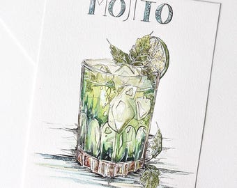 Niestandardowa ilustracja koktajlu akwarelowego, spersonalizowana sztuka drinków