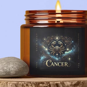 Scented Candles, Mystical Cancer, Zodiac, Celestial, Coconut Apricot Wax, Astrology, Cosmic Elegant Decor, Home Fragrance Gift