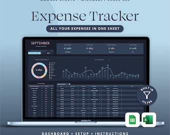 Expense Tracker Google Sheets Bill Tracker Excel Spreadsheet Personal Finance Template Dark Mode