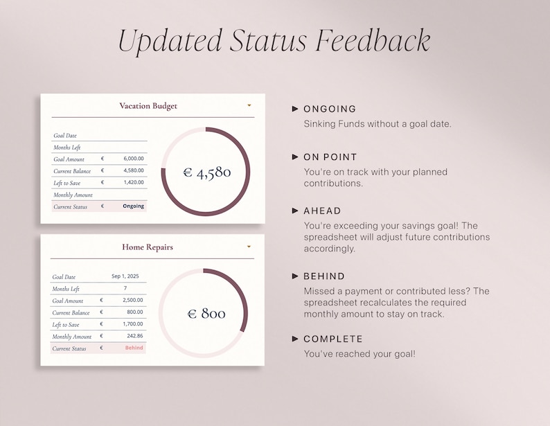 Sinking Funds Planner Template, Financial Planner