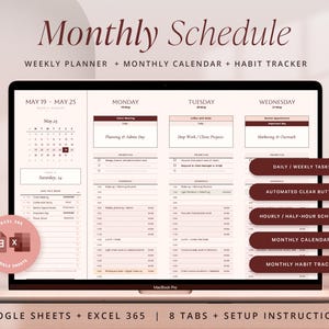 Monthly Life Planner Spreadsheet Google Sheets Daily To Do List Task Tracker Template Daily Weekly Schedule Template Monthly Calendar Excel.