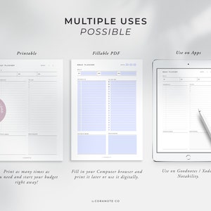 Undated planner set, Printable and fillable weekly, daily planner bundle