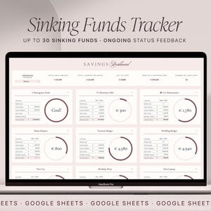 Sinking Funds Tracker for Google Sheets, Savings Planner Spreadsheet, Saving Goals  Digital Envelopes, Personal Finance Planner Dashboard.