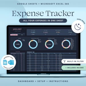 Expense Tracker für Google Sheets Budget Tabelle Excel Spending Tracker Vorlage Persönlicher Buchhaltungsplaner.
