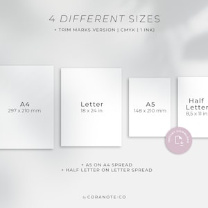 A5 weekly agenda. A4, A5, Letter and half letter Planner inserts. Printable A5 planner bundle.