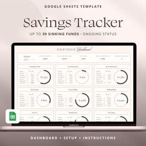 Sinking Funds Tracker for Google Sheets Savings Planner Spreadsheet Digital Envelopes Template Personal Finance Dashboard.