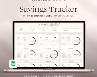 Sinking Funds Tracker for Google Sheets Savings Planner Spreadsheet Digital Envelopes Template Personal Finance Dashboard.