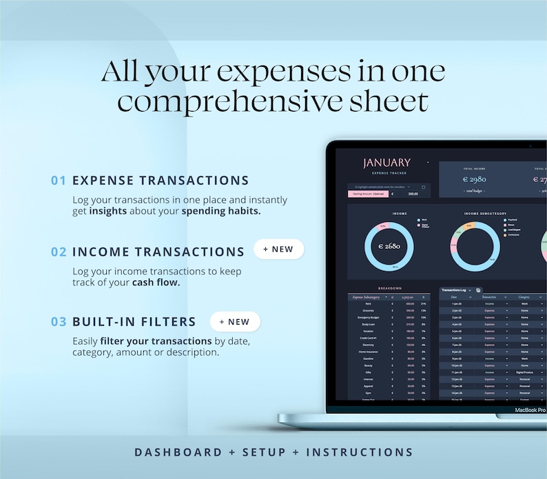 Spending Budget Spreadsheet. Expenses Tracker