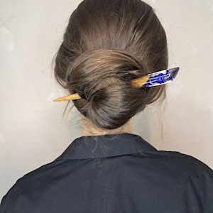 Blue Dragon Polymer Сlay, Wood Sticks, Bun Holder, Hair Fork , Nature Gift for Women, Resin Hairpin Gift for Women, Resin Hair Stick,  Pin