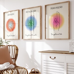Mudra Art Prints Set of 3: Yoga Studio Wall Decor (Digital Download)