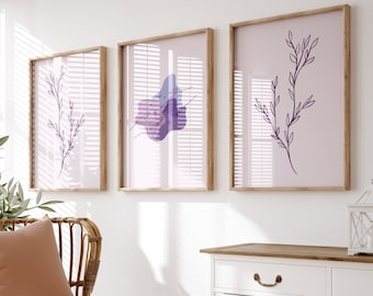 Purple Floral Line Art Poster Set (Digital Download)