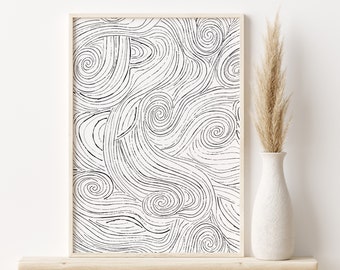Abstract Waves Art Print: Minimalist Line Art (Digital Download)
