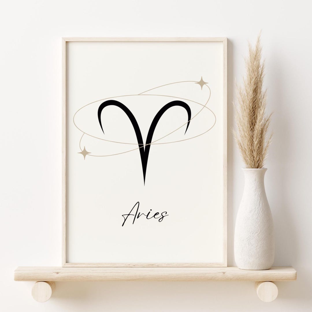 Aries Zodiac Sign Poster: Minimalist Astrology Art (digital Download ...